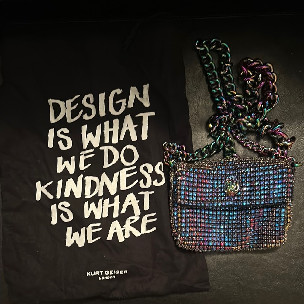 Kurt Geiger Iridescent Crossbody Bag with Holographic Sheen